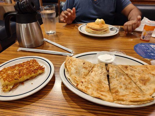 Quesadilla hash brown 3 stack pancake