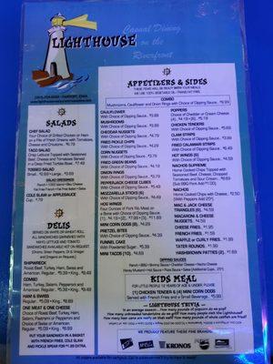 Appetizer menu