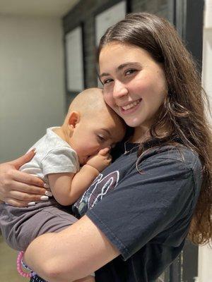 Sophia with Mateo while Tamara gives classes to the kiddos. Ty Sophia!!