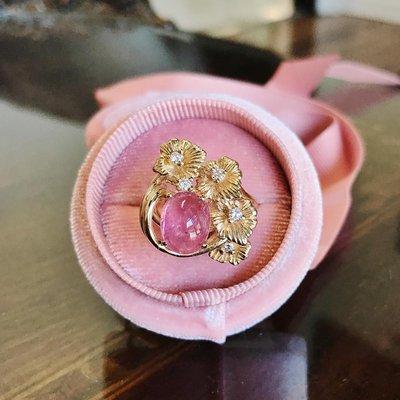 Pink tourmaline and diamond