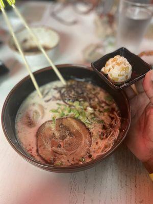 Ramen with corn bomb