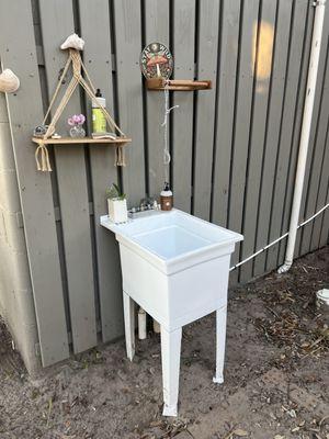 Hand wash sink and shower