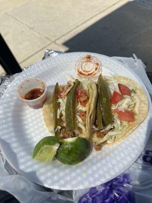 Al pastor corn tacos with jalapeño