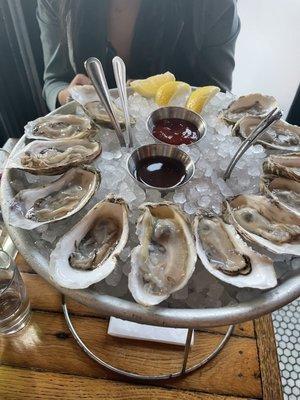 Happy hour dozen oysters $18