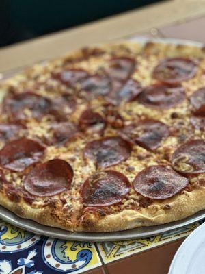 Fresh, hot delicious pepperoni pizza