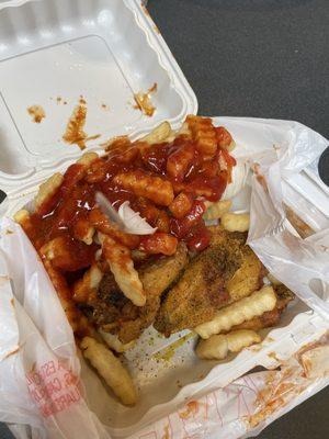 Lemon pepper wings and fries
