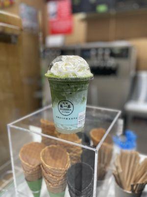 Blue matcha latte
