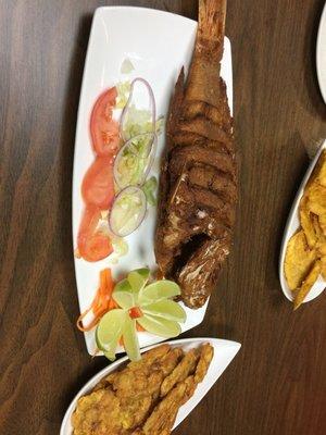 Fried snapper with tostones