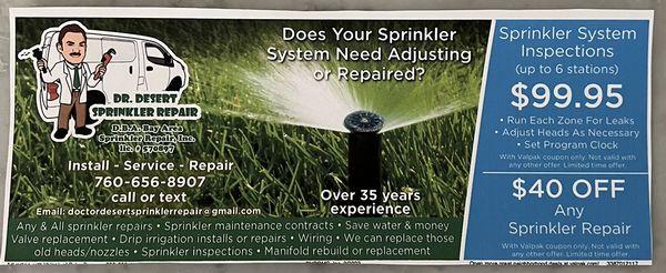 $40.00 off any sprinkler repair