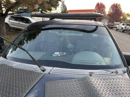 Auto glass cracked across