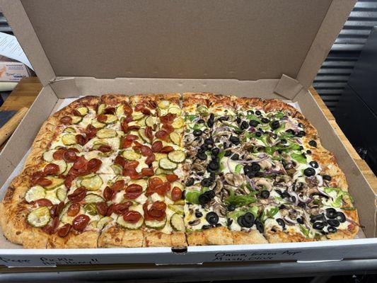 Pepperoni pickle and veggie deluxe sheet tray