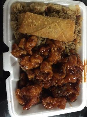 This is the General Tso dinner combination. As you can see it's a lot of food for around $8 and it was delicious!