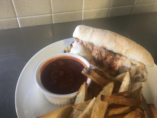 meatball sub with home fries