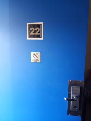 There were only a few non-smoking rooms. If you don't see the non-smoking sign, you can assume that your room is a smoking room.