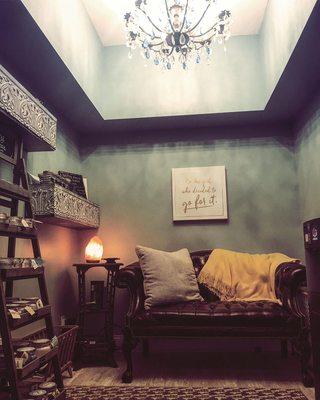 Waiting area... essential oil products for sale (candles and body butters)