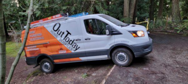 This is the van they drive and this is them sitting on my septic system.