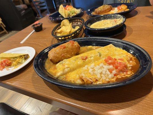 From left to right, #1, queso with chorizo, # 6. All delicious!