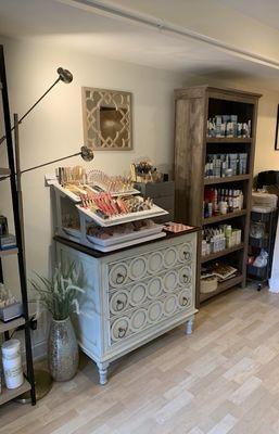 Retail area and Jane Iredale Mineral Make Up display