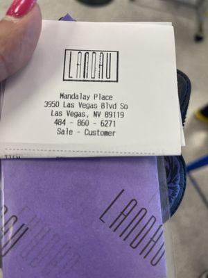 Item bought in their
location at Mandalay Place 3959 Las Vegas Blvd