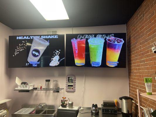 A very small samples of some of the delicious energy drinks and smoothies that they make here.