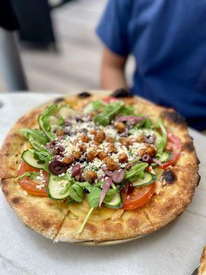 Greek Salad Hummus Pizza