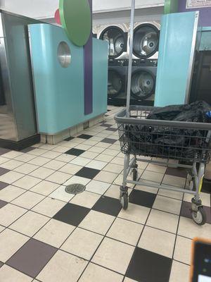 the floor and dryers.