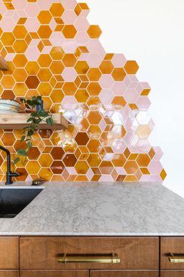 Cambria Hermitage countertop at Mercury Mosaics, installed by Select Surfaces.