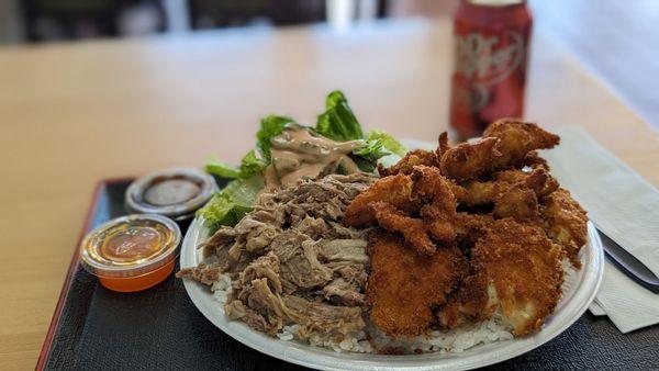 Kalua Pork and Katsu Chicken Combo. Man... this is a lot of tasty food!