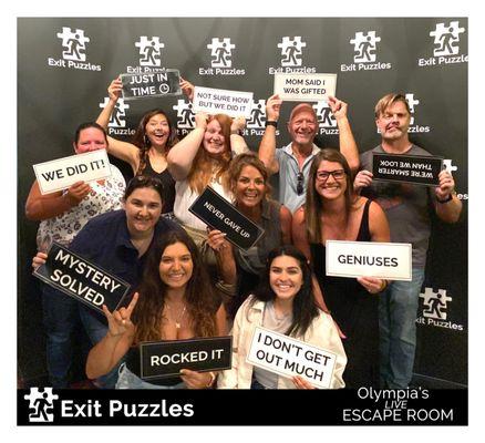 The Team after defeating the Escape Room