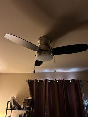 Bedroom fan with light fixture