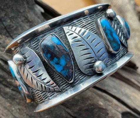 Bisbee Turquoise & Silver Cuff by Ramon Platero