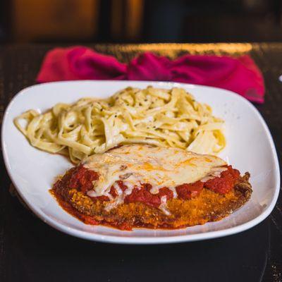 Chicken Parmesan and Fettuccine Alfredo