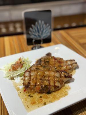 Pork chops with a pineapple habanero glaze