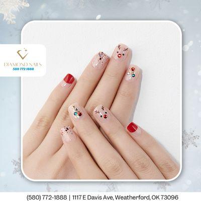 Step into the holidays with nails that radiate elegance and joy for every celebration.
