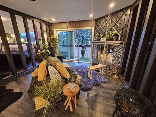 My swings and the ability to now have light beaming into my bedroom and threw my bedroom into my living room