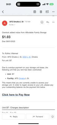 Documentation of them locking my unit over $1.03