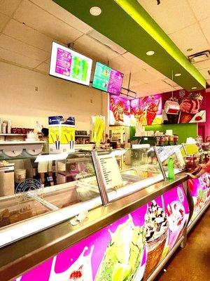 Popsicle and ice cream counter. Look at the flavors, then order at the register.