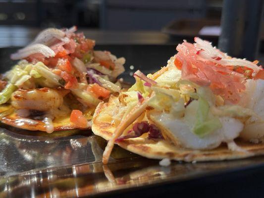 Shrimp & Alaskan Cod Tacos.