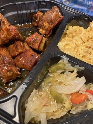 Rib tips, cabbage, and Mac n cheese