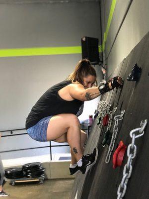 Part of Spartan training. Here's me practicing the Olympus wall. What other gym has an Olympus Wall? ...exactly.