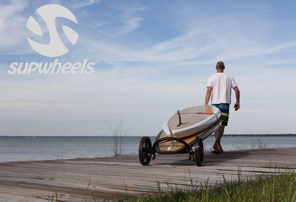 SUP Wheels Classic carrying two paddle boards.