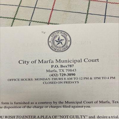 Marfa Municipal Court