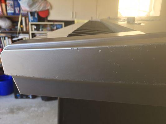 This is the damage done placing my vintage gear digging into my end cap being placed on the bare concrete floor in his garage his garage.