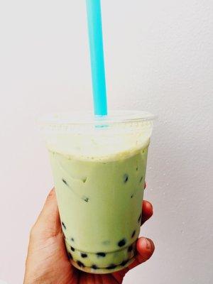 Our daughter's new favorite: Matcha Green tea latte with boba! I tried it too, very delicious!