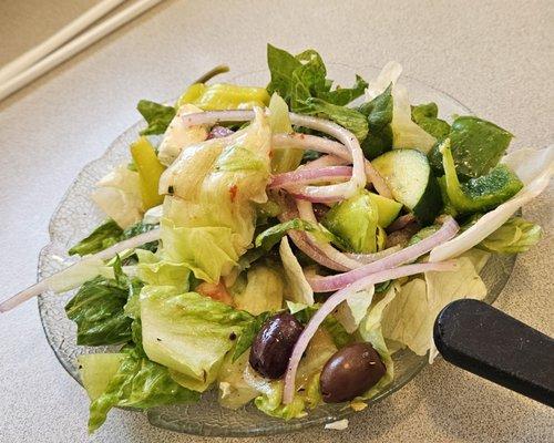 Greek Salad, best ever. Nice piece of lemon. Peppers milder, I like that.