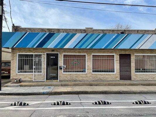 Easy to spot blue vinyl awning in East downtown.