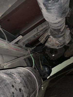 Drive shaft fell due to Doug Yates shop not reattaching my drive shaft properly with the wrong size bolts and missing washers .