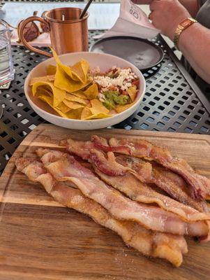 2 separate apps. Guac/chips and candied bacon