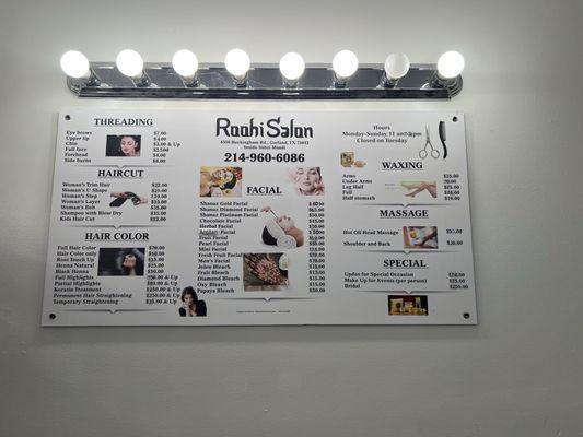 My haircut and roohi salon price.