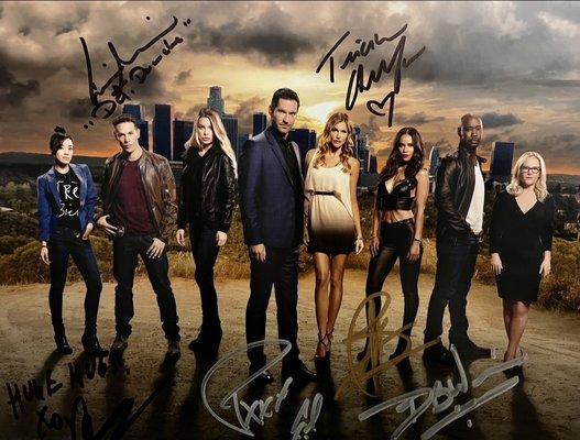 Signatures from cast in photo who were present